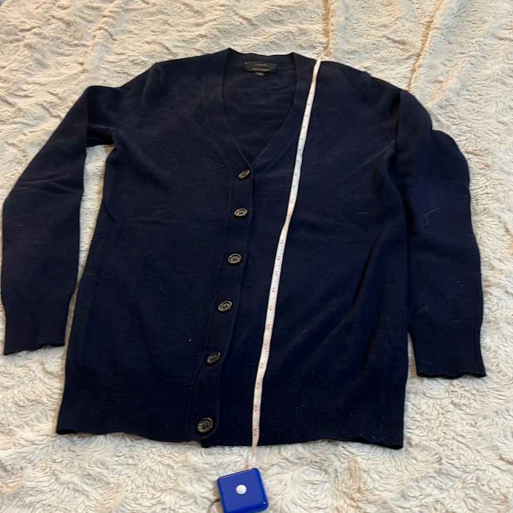 J.CREW With Cashmere Navy Blue Very Long Cardigan Sweater Size XXS